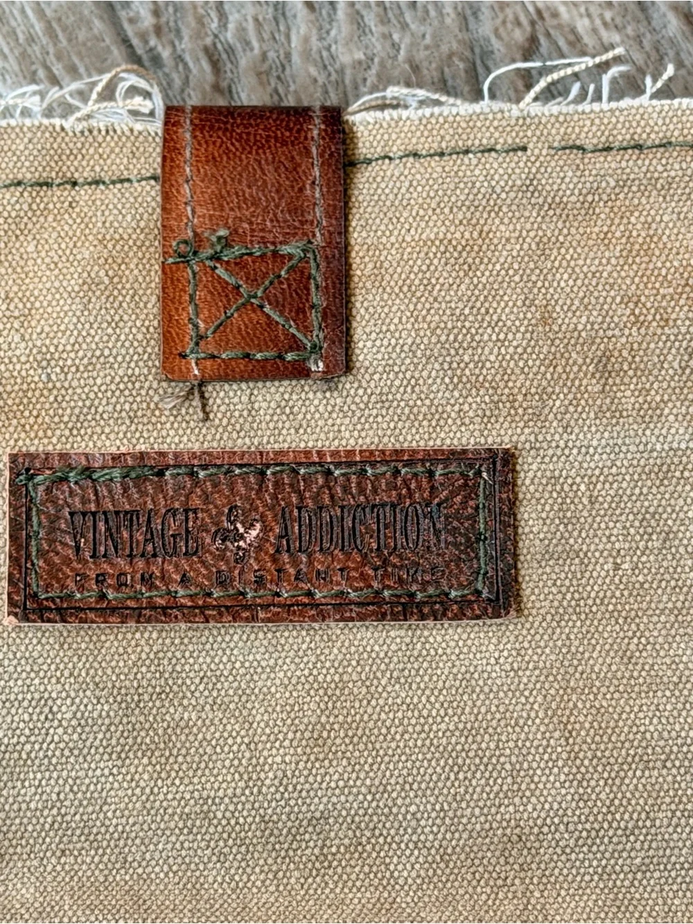 Addiction Canvas Pouch with Brown Leather Accents